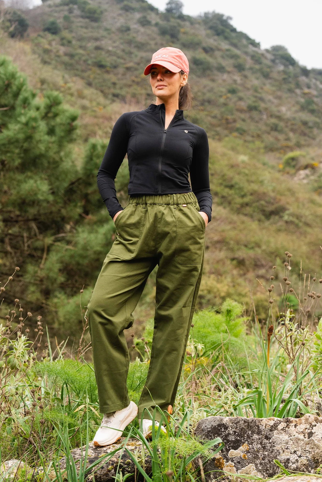 Cotton Straight Leg Pants - Elm Green - Image 3