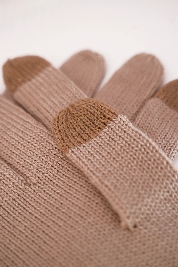 Merino Knitted Gloves - Almond - Image 3