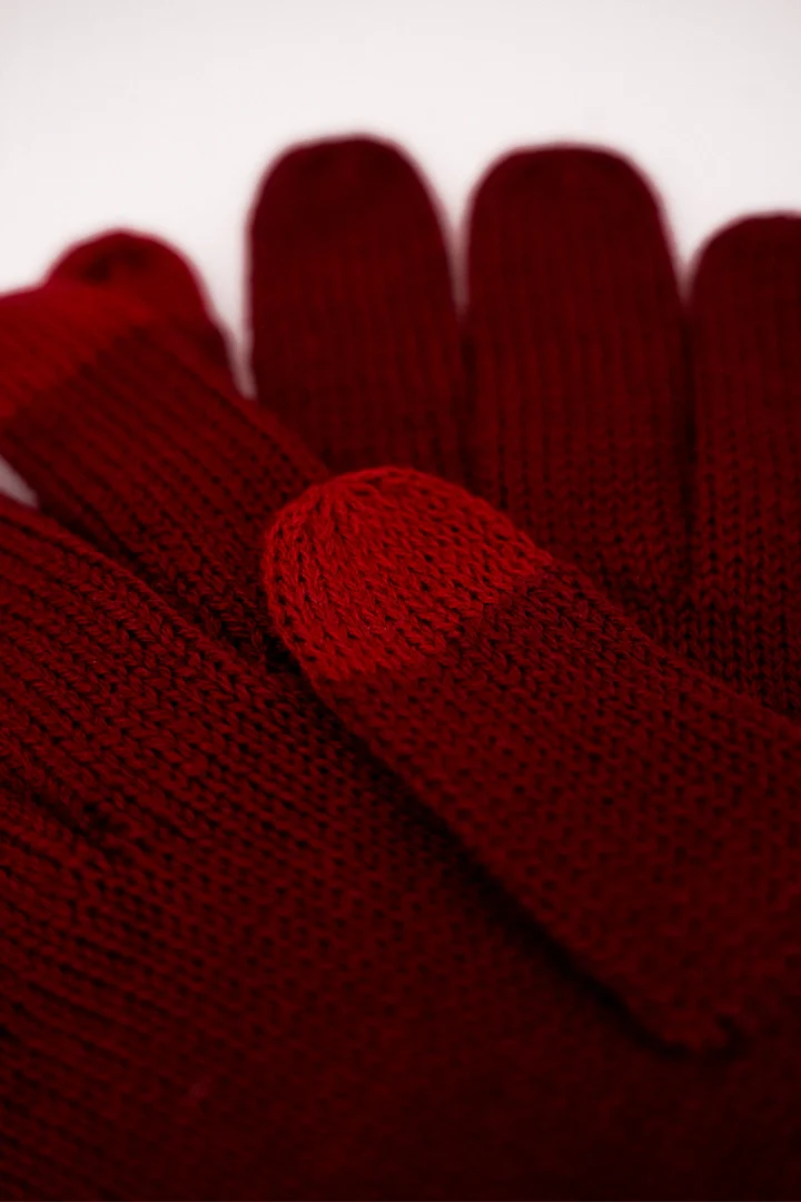 Merino Knitted Gloves - Cabernet - Image 3