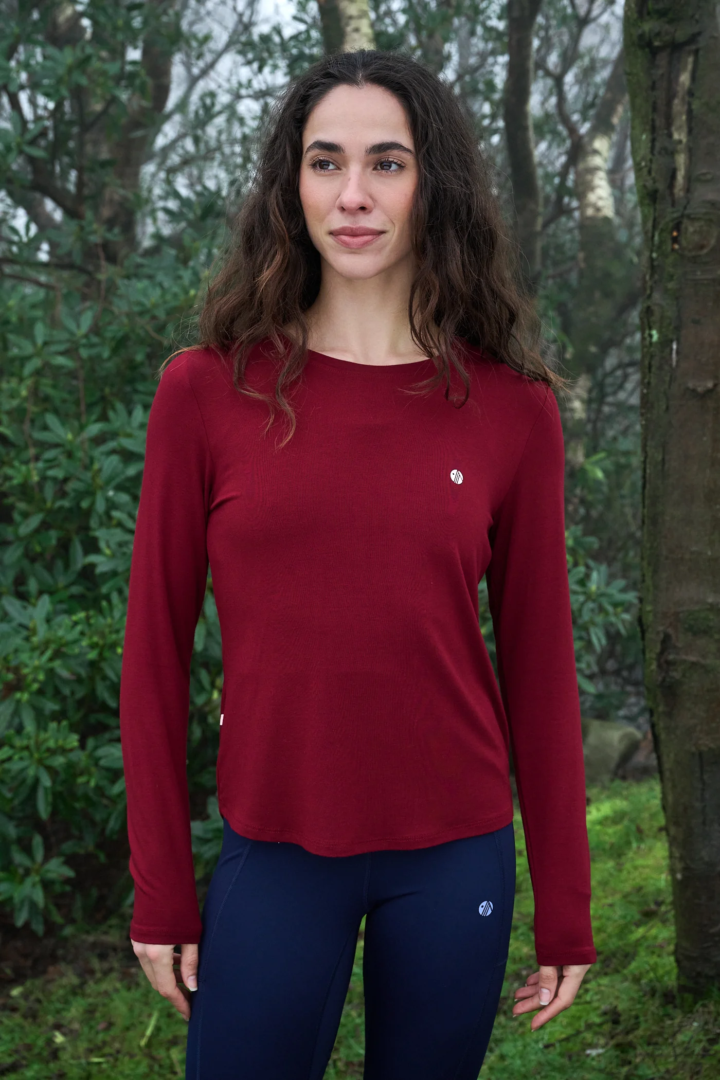 On The Go Bamboo Long Sleeve Tee - Cabernet - Image 3