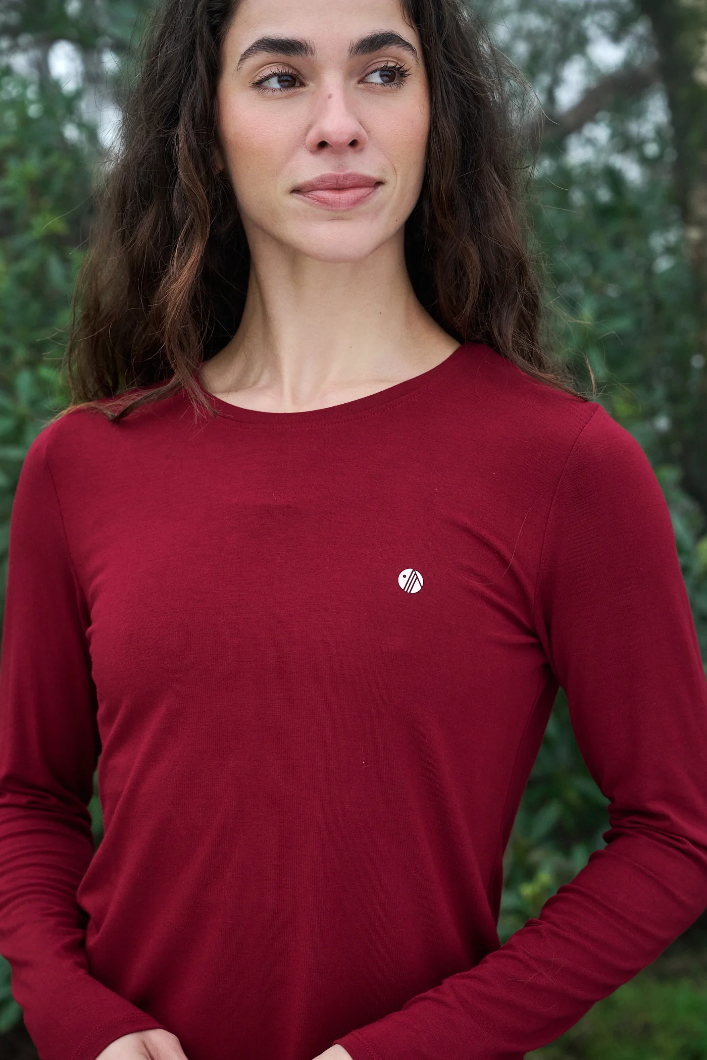 On The Go Bamboo Long Sleeve Tee - Cabernet - Image 7
